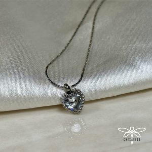 Collar mini corazón con piedra cristal