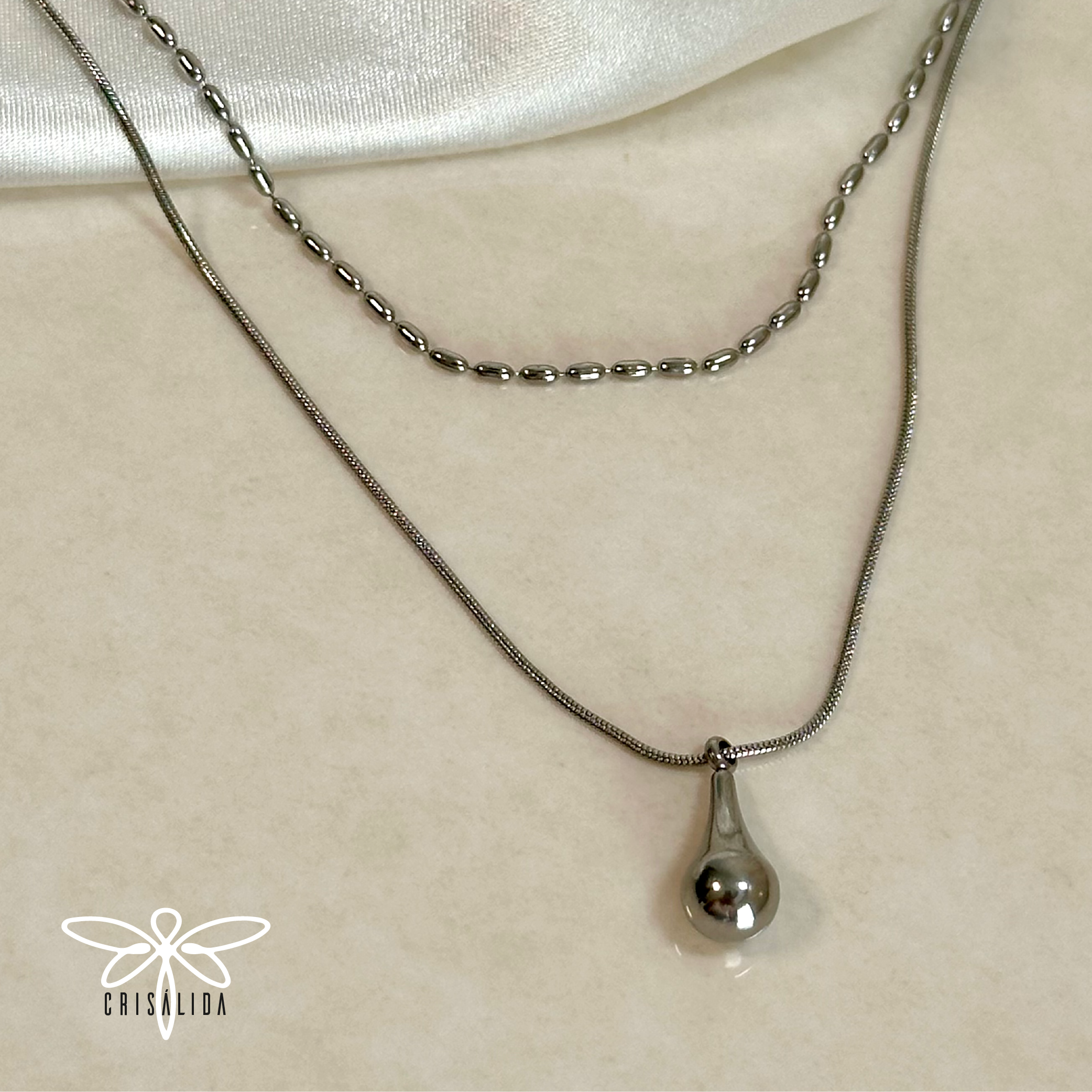 Collar doble cadena gota
