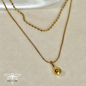 Collar doble cadena gota