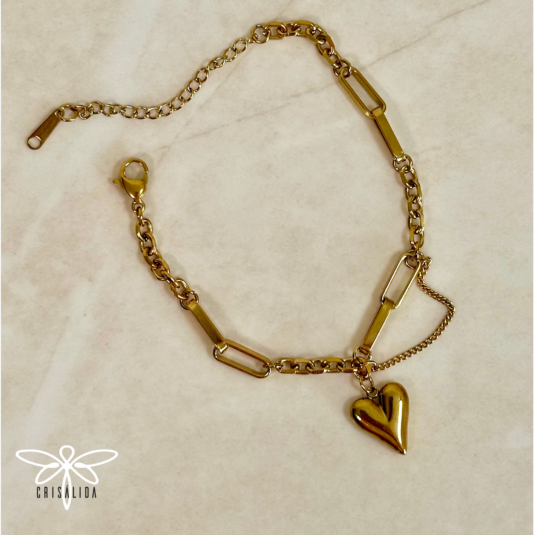 Manilla 3 cadenas dije corazón