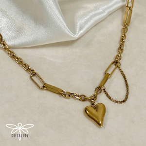 Collar 3 cadenas dije corazón