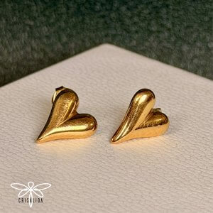 Aretes dorados corazón