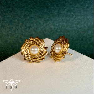 Aretes esfera con perla